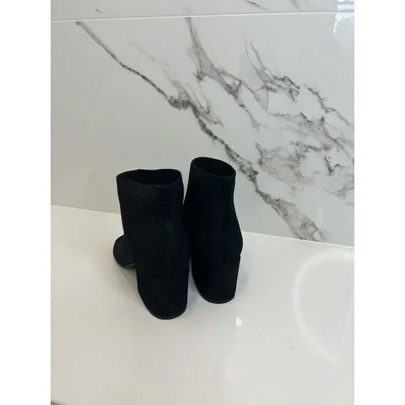 Eileen Fisher sz 9.5 Croft open toe ankle Boots block heel Mesh Knit Black EUC - Picture 4 of 7
